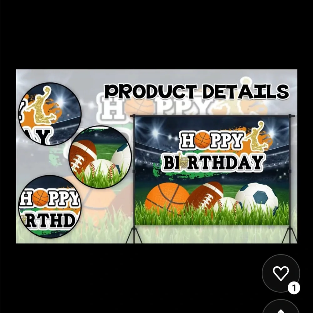 EUC Kids Sports Themed “Happy Birthday” Back Drop  Wall Banner‼️ Measures 48X72